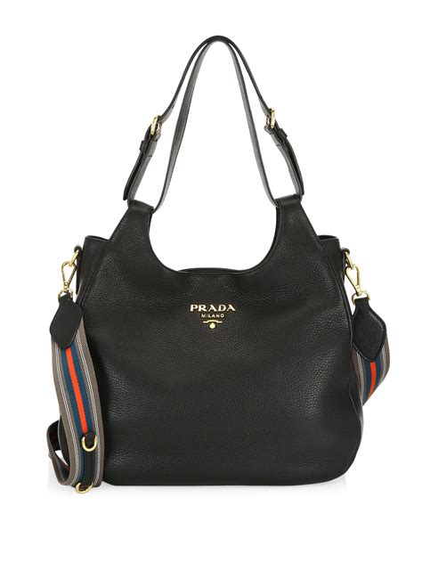 black prada calfskin pleated hobo bag|black leather hobo bag.